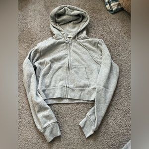 Brandy (John Galt) grey cropped zip up hoodie